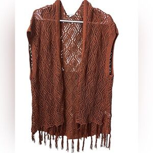 Maurice’s-Knit boho see through cardigan, swimsuit cover, beach wear. Size XL.